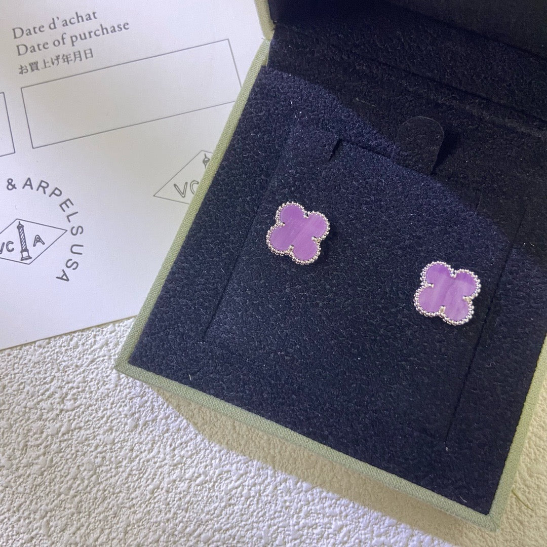 [Elowen jewels ]CLOVER MINI 9.5MM  PURPLE VIOLET EARRINGS