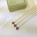 [Elowen jewels ]クローバー 15MM ダイヤモンド パープルバイオレット ネックレス