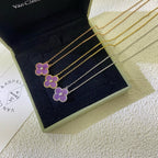 [Elowen jewels ]クローバー 15MM ダイヤモンド パープルバイオレット ネックレス