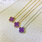 [Elowen jewels ]CLOVER 15MM  PURPLE VIOLET NECKLACE