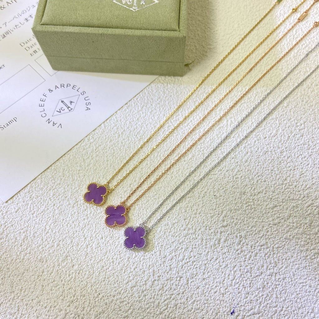 [Elowen jewels ]CLOVER 15MM  PURPLE VIOLET NECKLACE