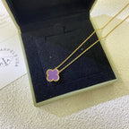 [Elowen jewels ]CLOVER 15MM  PURPLE VIOLET NECKLACE