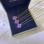 [Elowen jewels ]CLOVER 15MM  PURPLE VIOLET NECKLACE