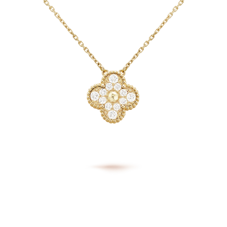[Elowen jewels ]クローバー 15mm ダイヤモンド シングルフラワー ネックレス