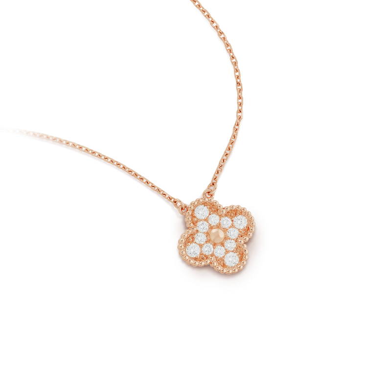 [Elowen jewels ]CLOVER 15MM DIAMANT-EINZELBLÜTEN-HALSKETTE