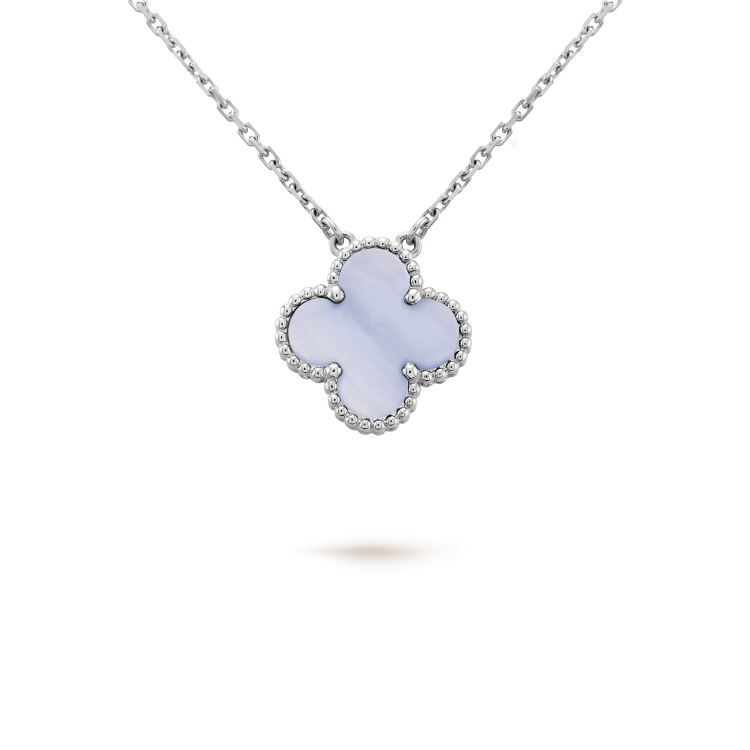 [Elowen jewels ]CLOVER 15MM BLAUES CHALCEDON-HALSKETTE SILBER