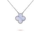 [Elowen jewels ]CLOVER 15MM BLAUES CHALCEDON-HALSKETTE SILBER