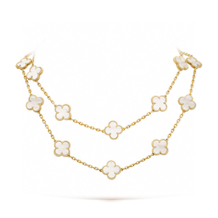 [Elowen jewels ]CLOVER 20 MOTIFS WHITE MOP NECKLACE