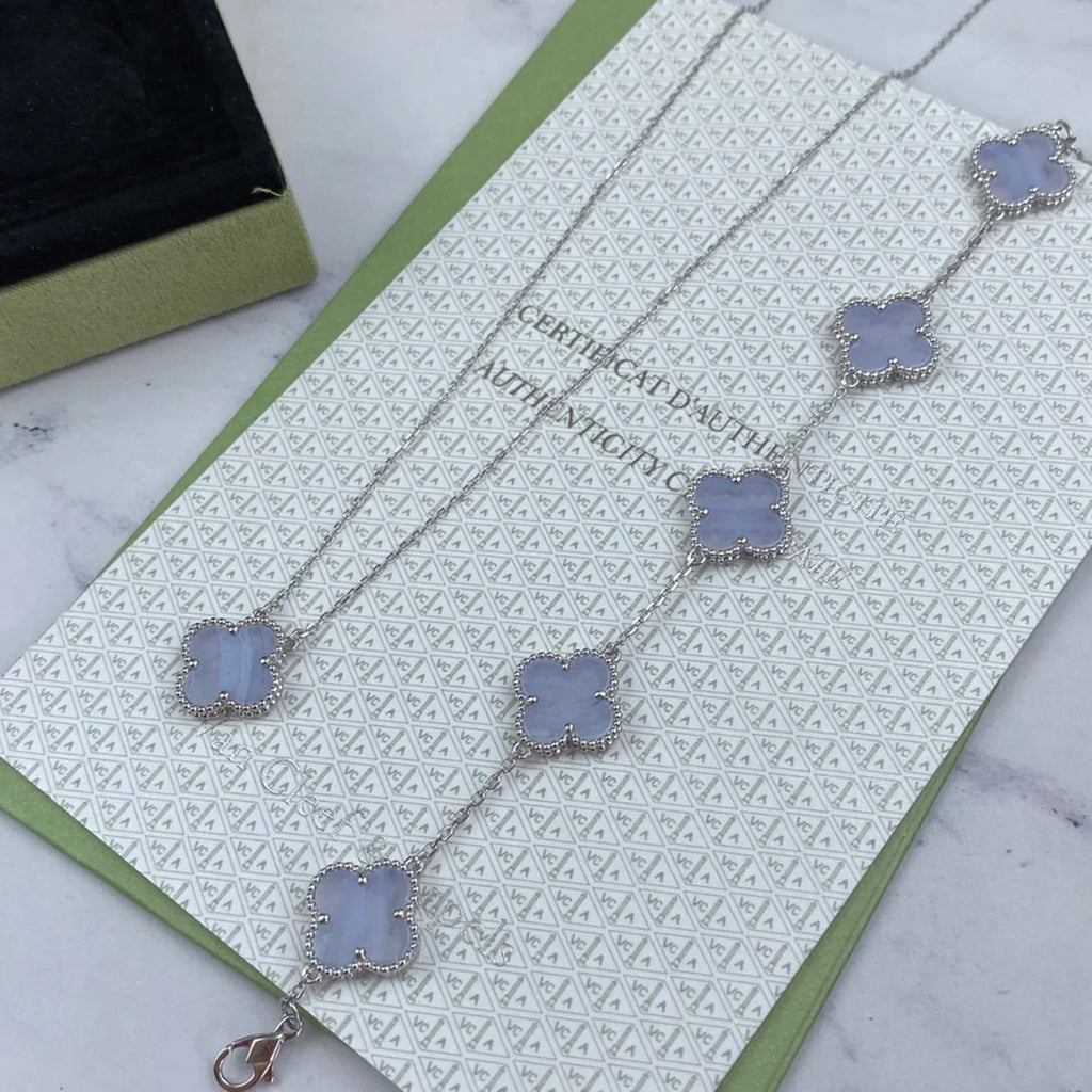 [Elowen jewels ] KOLLEKTION: CLOVER 5-MOTIV ARMBAND AUS LILA CHALCEDON