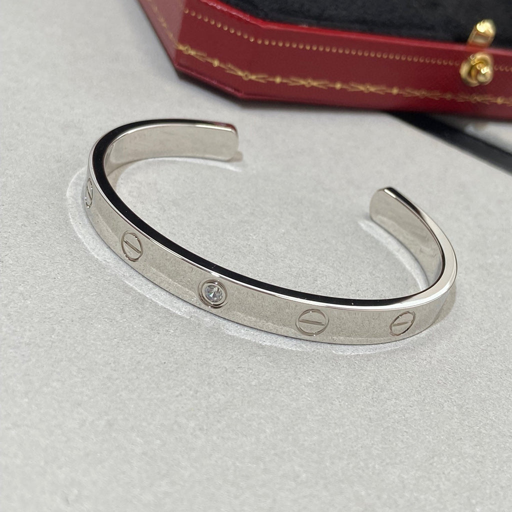 [Elowen jewels ]LOVEブレスレット 6.1MM 1ダイヤモンド オープンカフ