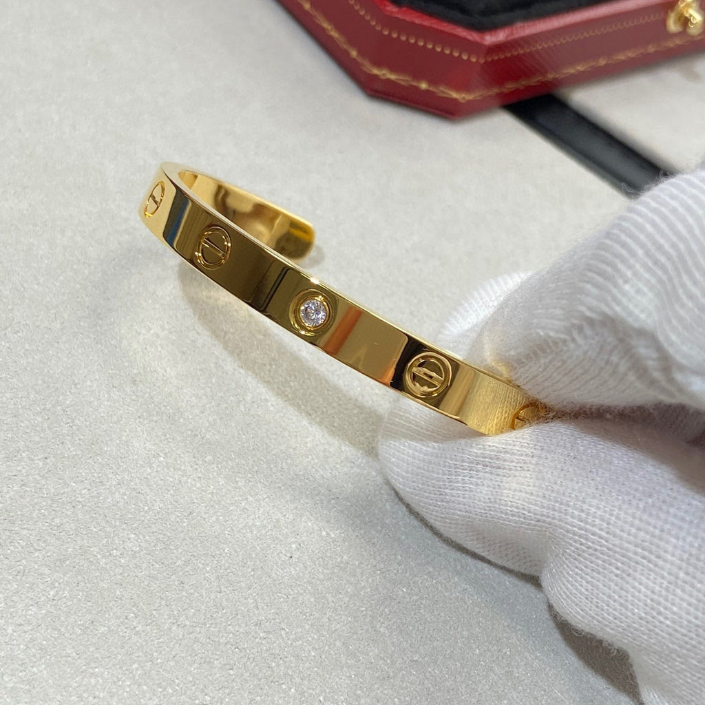 [Elowen jewels ]LOVEブレスレット 6.1MM 1ダイヤモンド オープンカフ