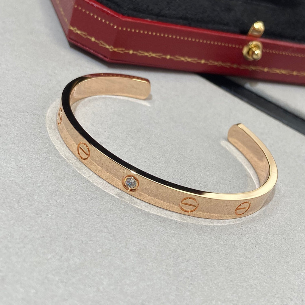 [Elowen jewels ]LOVEブレスレット 6.1MM 1ダイヤモンド オープンカフ