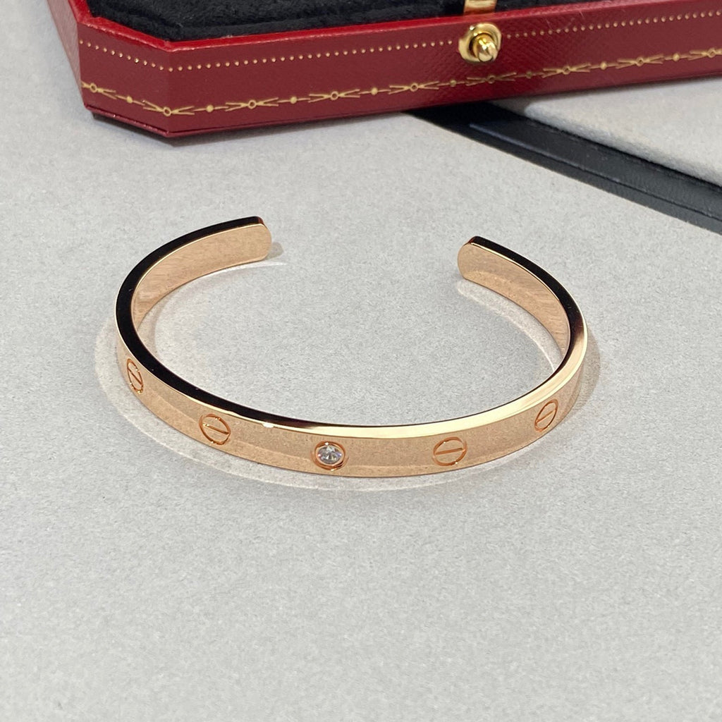 [Elowen jewels ]LOVEブレスレット 6.1MM 1ダイヤモンド オープンカフ