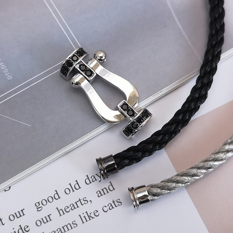 [Elowen jewels ]FORCE LARGE HORSESHOE BLACK DIAMOND BRACELET SILVER
