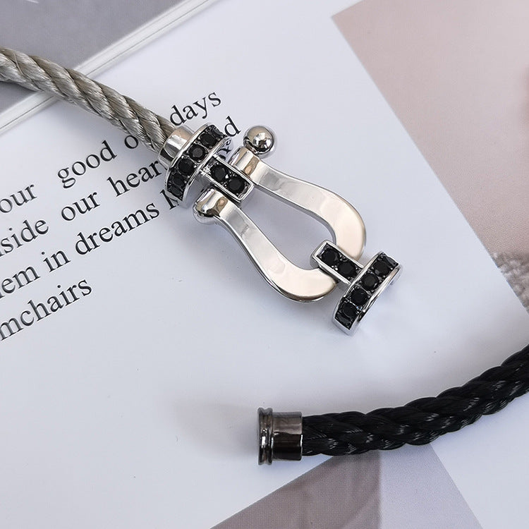 [Elowen jewels ]FORCE LARGE HORSESHOE BLACK DIAMOND BRACELET SILVER