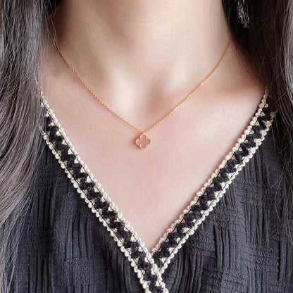 [Elowen Jewels]CLOVER 15MM PINK MOTHER-OF-PEARL SINGLE FLOWER NECKLACE