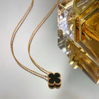 [Elowen jewels ]CLOVER 15MM BLACK ONYX SINGLE FLOWER NECKLACE