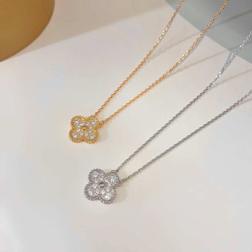 [Elowen jewels ]クローバー 15mm ダイヤモンド シングルフラワー ネックレス