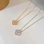 [Elowen jewels ]クローバー 15mm ダイヤモンド シングルフラワー ネックレス