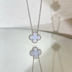 [Elowen jewels ]CLOVER 15MM BLAUES CHALCEDON-HALSKETTE SILBER