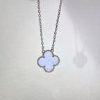[Elowen jewels ]CLOVER 15MM BLAUES CHALCEDON-HALSKETTE SILBER