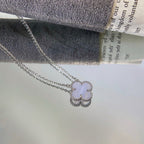 [Elowen jewels ]CLOVER 15MM BLAUES CHALCEDON-HALSKETTE SILBER