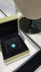 [Elowen jewels ]CLOVER 15MM DIAMANT SVRES PORZELLAN-HALSKETTE SILBER