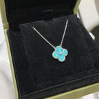 [Elowen jewels ]CLOVER 15MM DIAMANT SVRES PORZELLAN-HALSKETTE SILBER