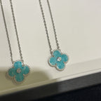 [Elowen jewels ]CLOVER 15MM DIAMANT SVRES PORZELLAN-HALSKETTE SILBER