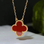 [Elowen jewels ]CLOVER 15MM KARNELIAN EINZELBLUMEN-HALSKETTE