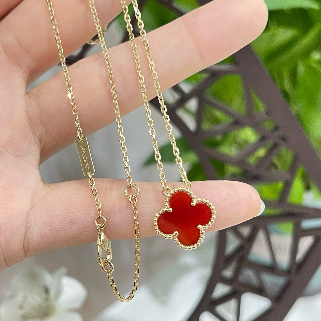 [Elowen jewels ]CLOVER 15MM KARNELIAN EINZELBLUMEN-HALSKETTE