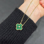 [Elowen jewels ]CLOVER 15MM DIAMOND TURQUOISE NECKLACE