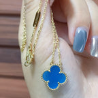 [Elowen jewels ]CLOVER 15MM BLAUER ACHAT-HALSKETTE
