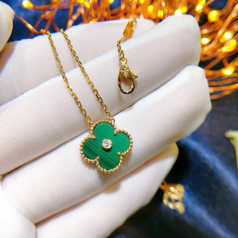 [Elowen jewels ]CLOVER 15MM DIAMOND TURQUOISE NECKLACE