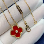 [Elowen jewels ]CLOVER 15MM DIAMOND CARNELIAN NECKLACE