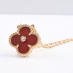 [Elowen jewels ]CLOVER 15MM DIAMOND CARNELIAN NECKLACE