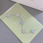 [Elowen jewels ] KOLLEKTION: CLOVER 5-MOTIV ARMBAND AUS LILA CHALCEDON