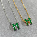 [Elowen jewels ]POP H GREEN NECKLACE SILVER AND GOLD