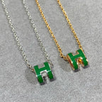 [Elowen jewels ]POP H GREEN NECKLACE SILVER AND GOLD