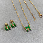 [Elowen jewels ]POP H GREEN NECKLACE SILVER AND GOLD