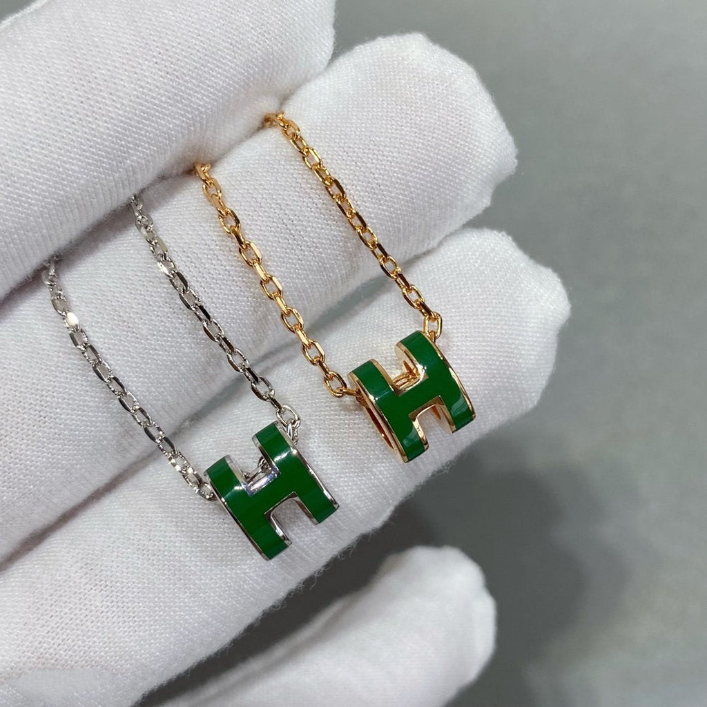 [Elowen jewels ]POP H GREEN NECKLACE SILVER AND GOLD