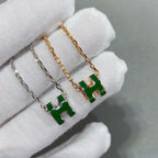 [Elowen jewels ]POP H GREEN NECKLACE SILVER AND GOLD