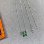 [Elowen jewels ]POP H GREEN NECKLACE SILVER AND GOLD