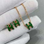 [Elowen jewels ]POP H GREEN NECKLACE SILVER AND GOLD