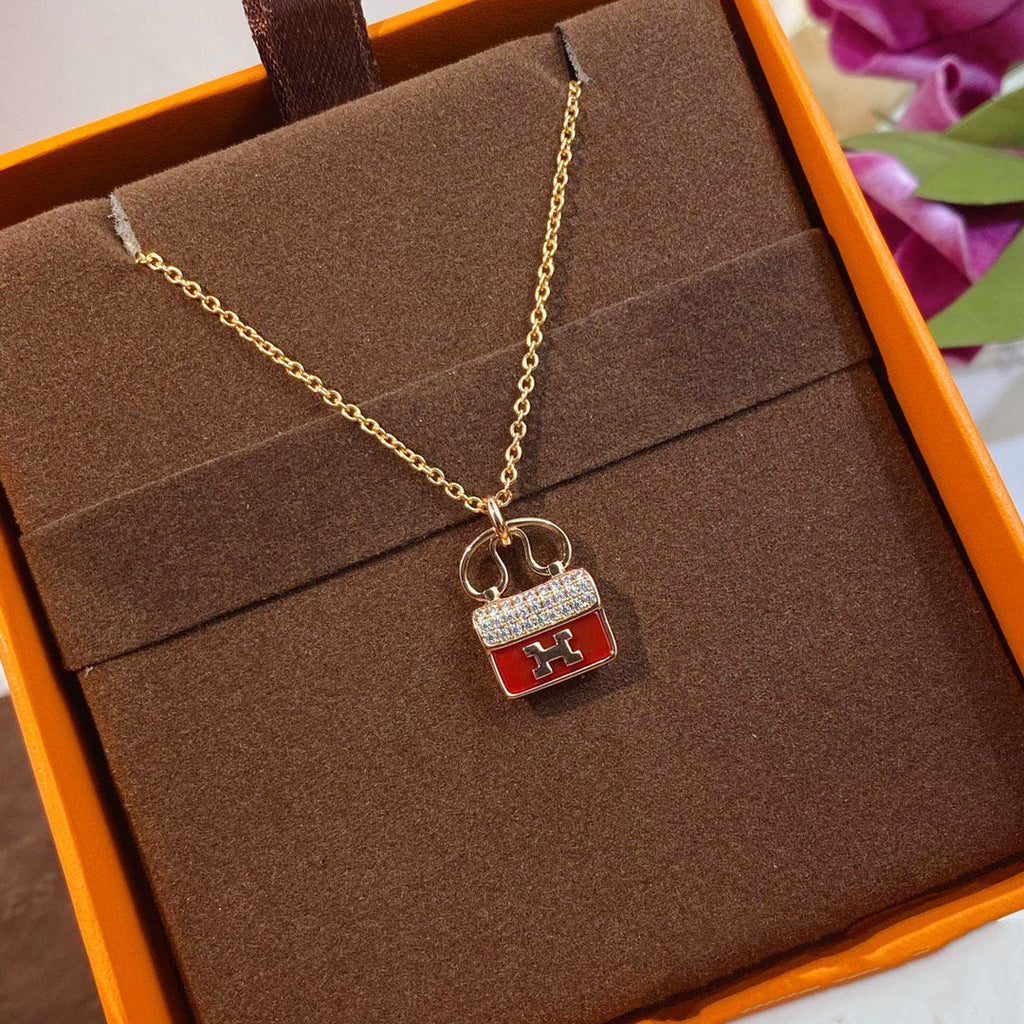 [Elowen jewels ]CONSTANCE ROTER ANHÄNGER ROSÉGOLD-HALSKETTE