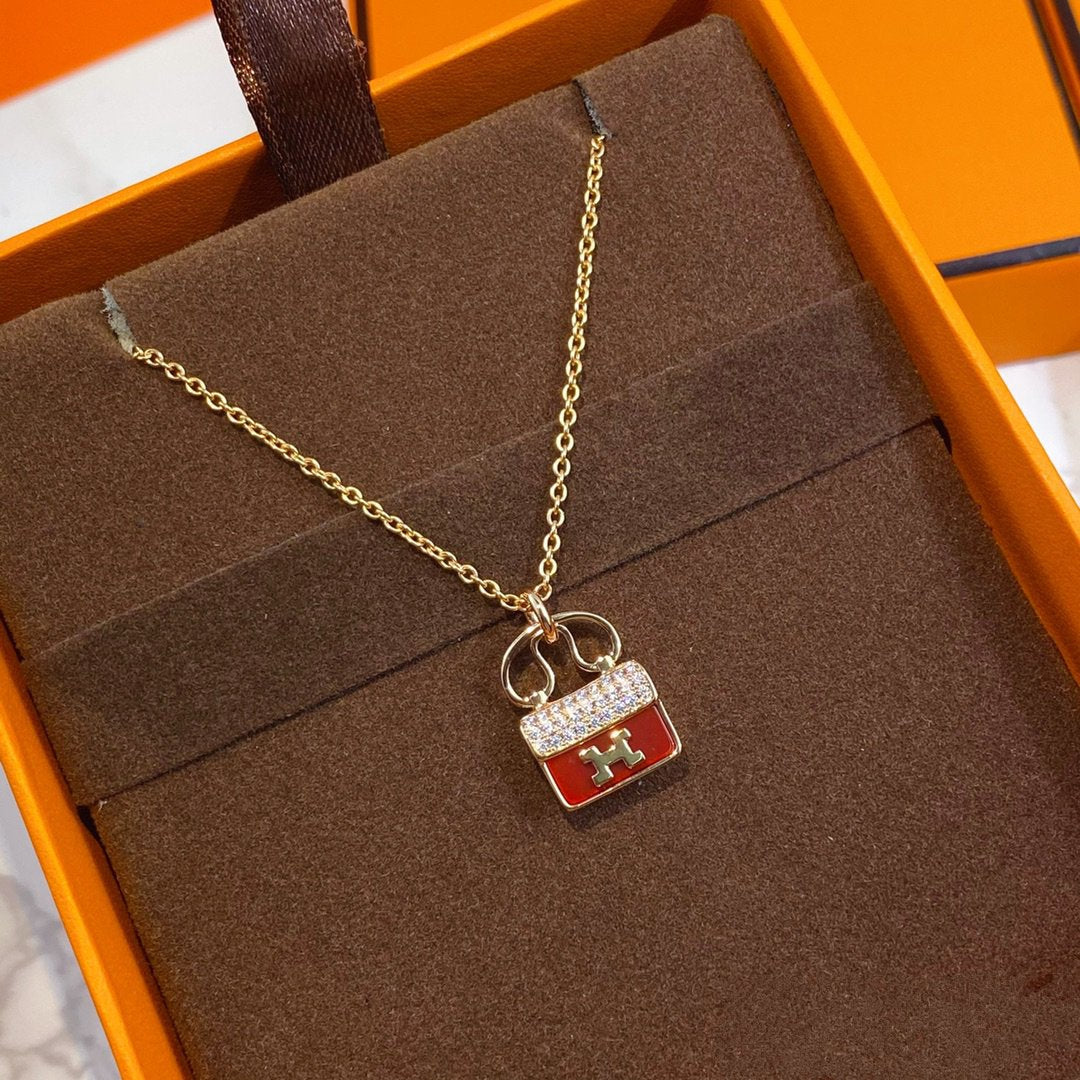 [Elowen jewels ]CONSTANCE ROTER ANHÄNGER ROSÉGOLD-HALSKETTE