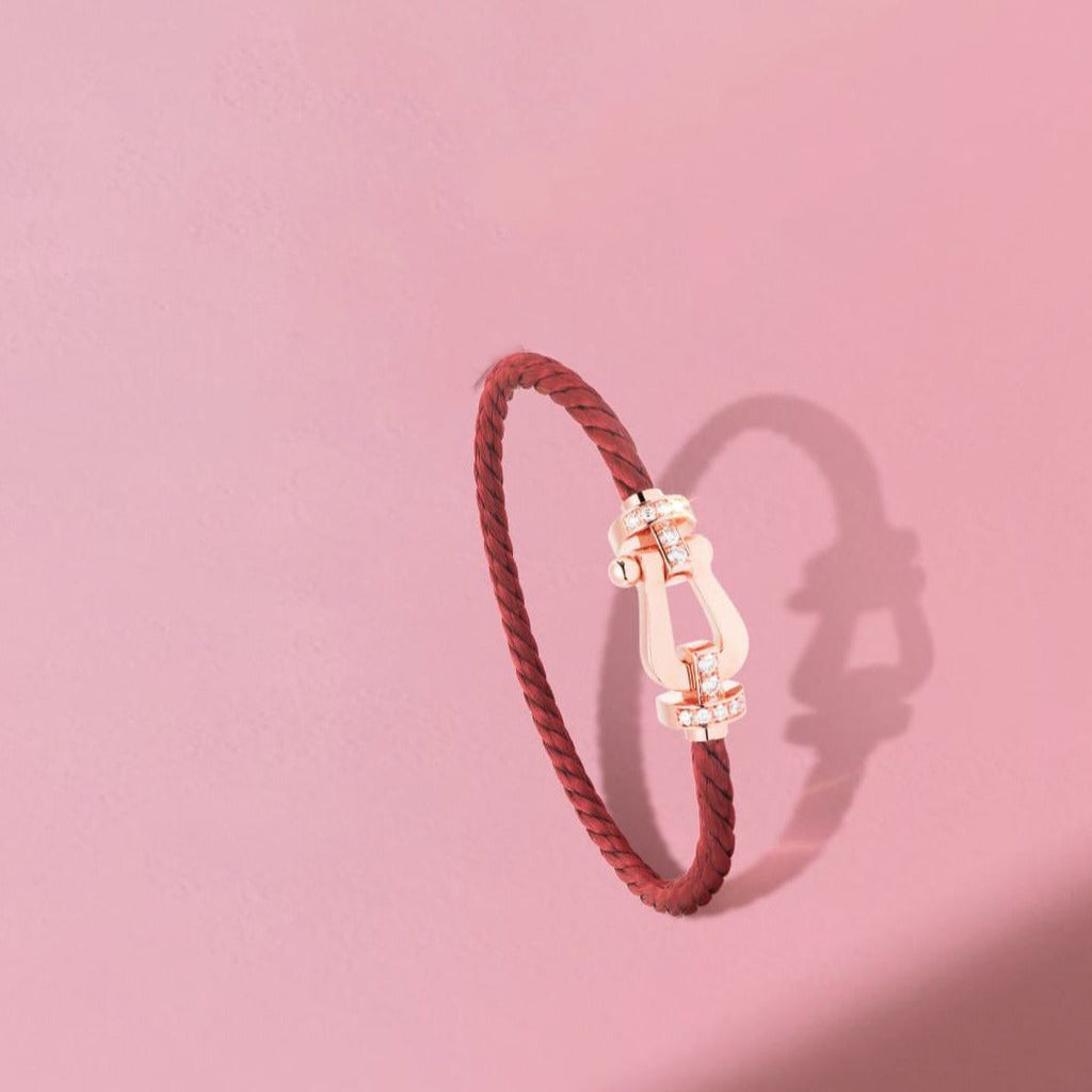 [Elowen jewels ]FORCE 10 HALF DIAMOND PINK GOLD RED CORDERI LARGE AND MEDIUM MODEL