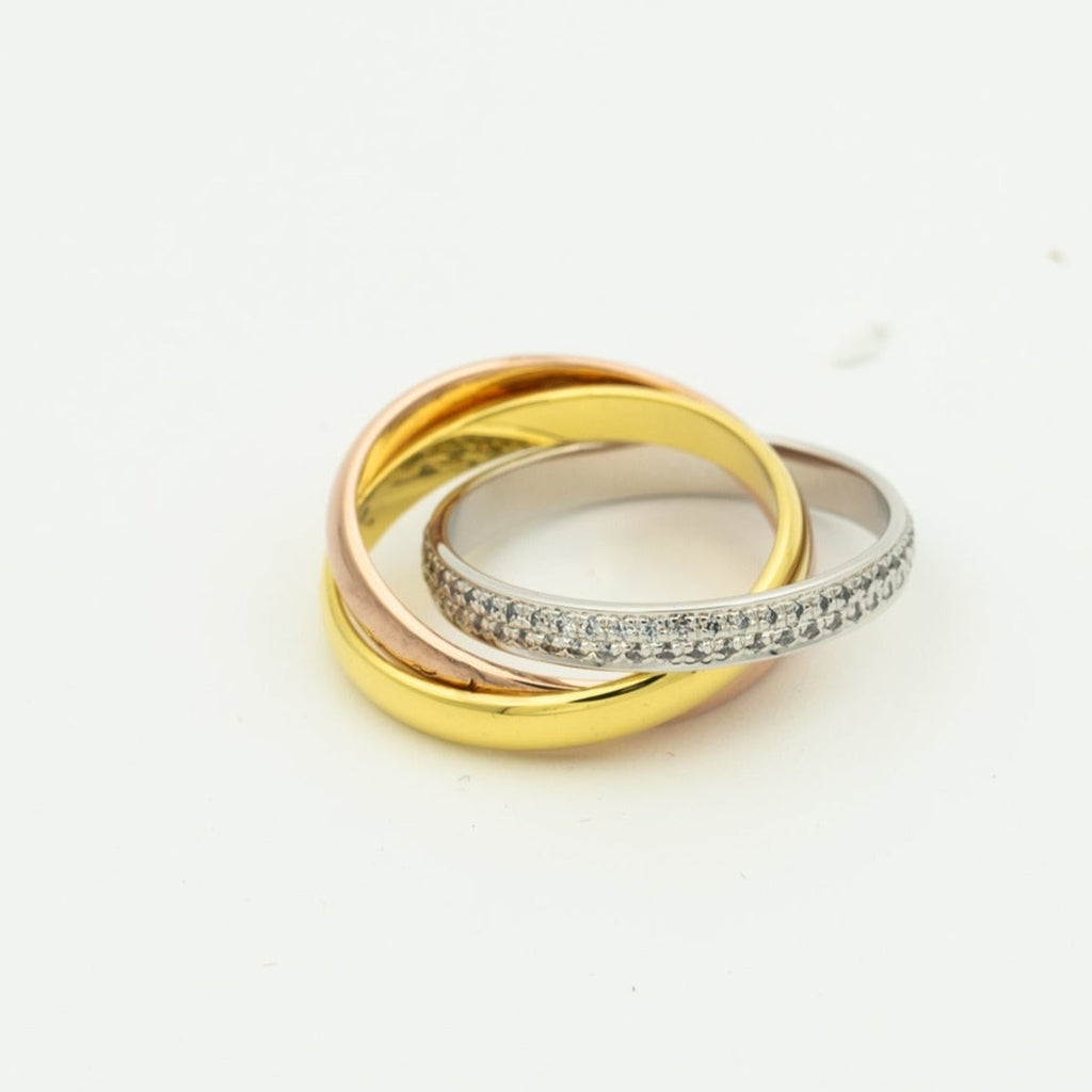 [Elowen jewels ]TRINITY RING GOLD PINK GOLD SILVER DIAMONDS
