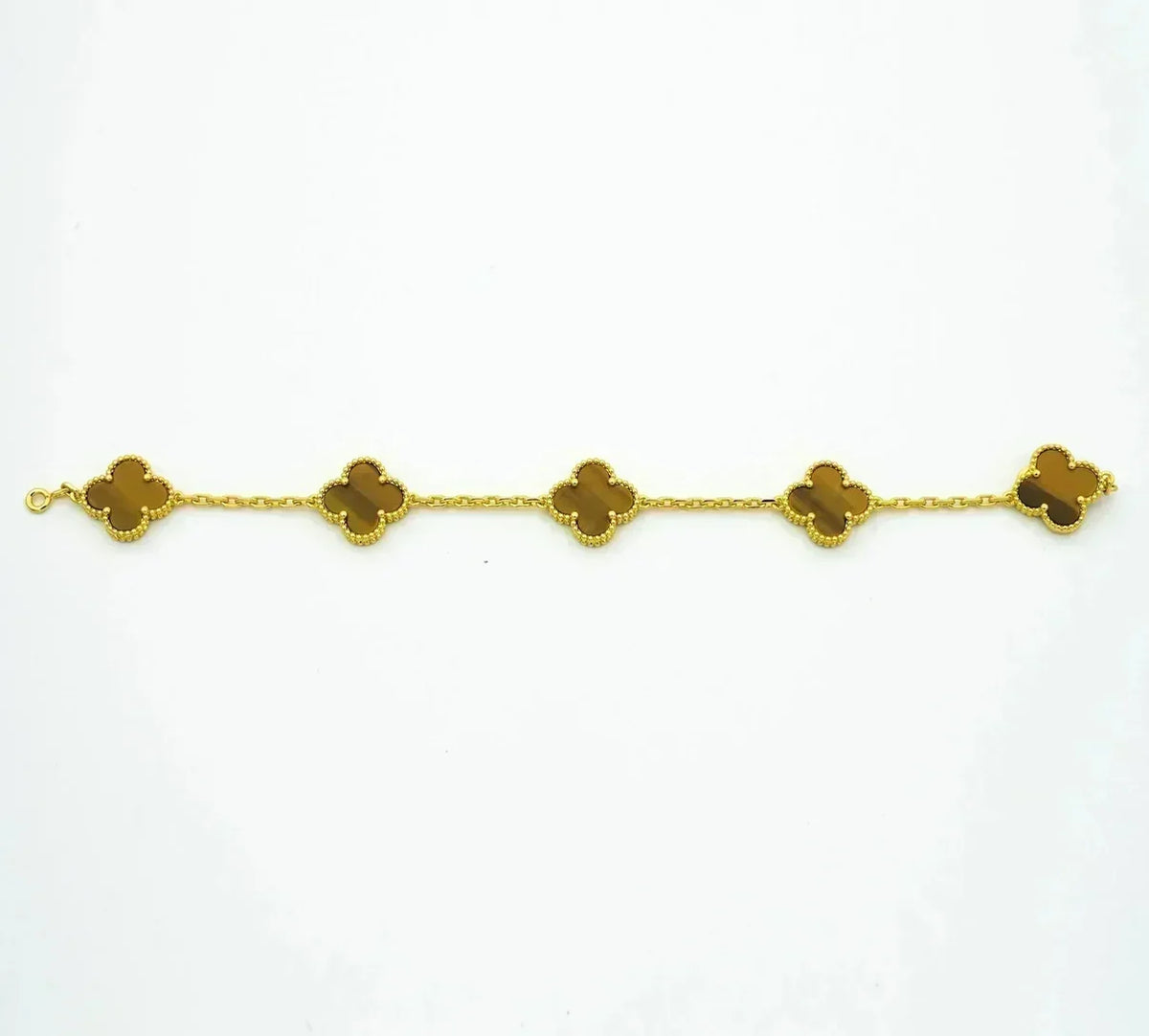 [Elowen jewels ] KOLLEKTION KLEEBLATT ARMBAND MIT 5 TIGERAUGE-MOTIVEN