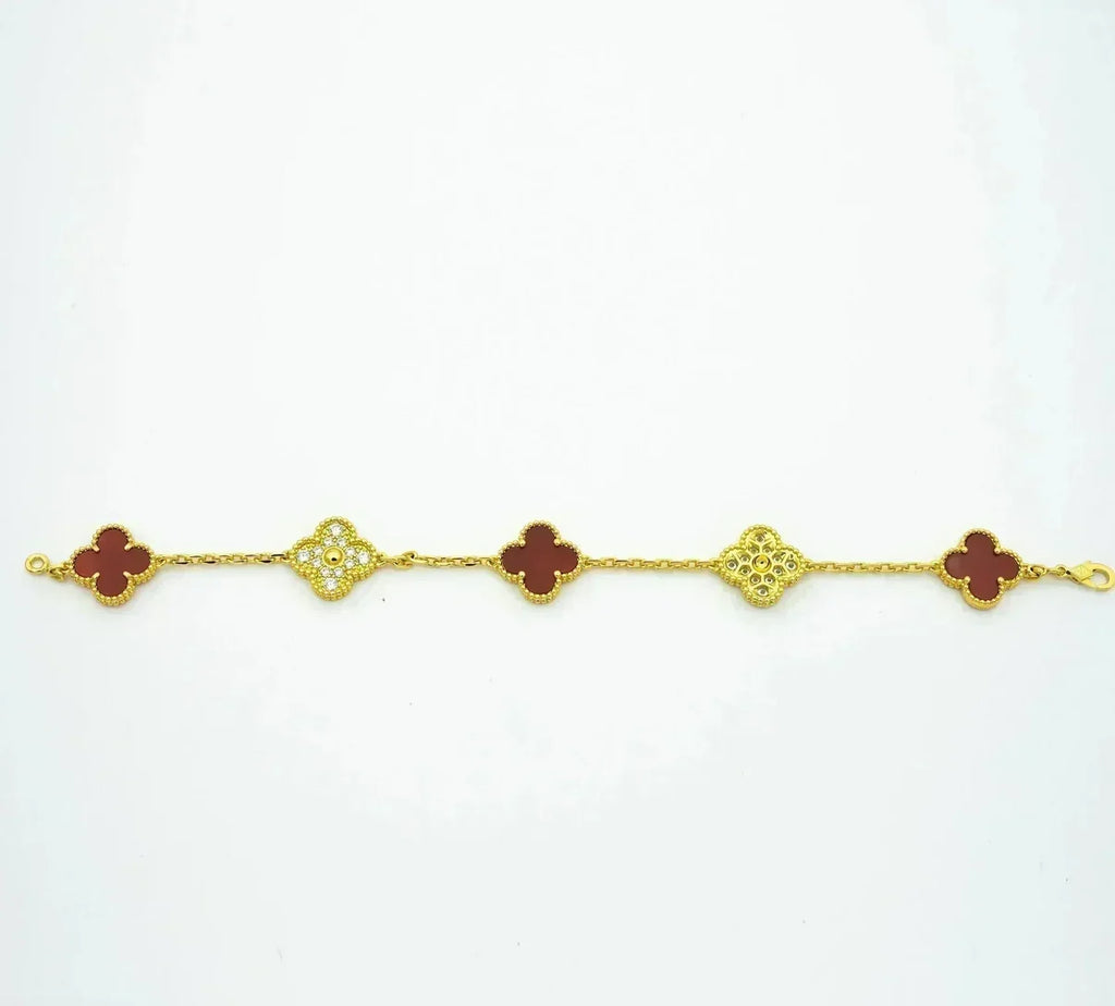 [Elowen jewels ] CLOVER 5 MOTIF RED CORNELIAN BRACELET COLLECTION